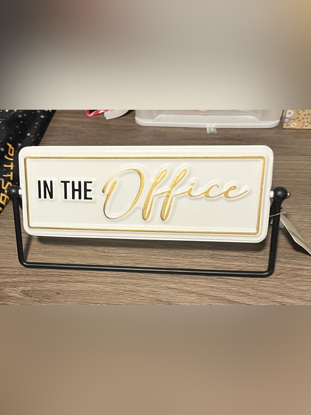 White and Gold Office Decorative Sign - Home Office Wall Accent